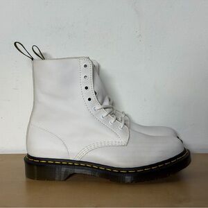 Dr Martens 1460 Pascal Lace up Ankle Boots In White Women’s Size 10 Or Men Sz 9